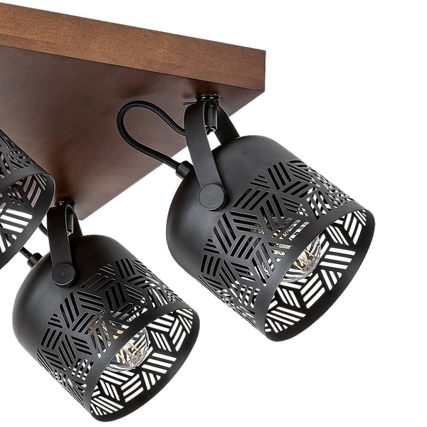 Regulowana lampa sufitowa Rotem 3299 do przedpokoju czarna drewniana