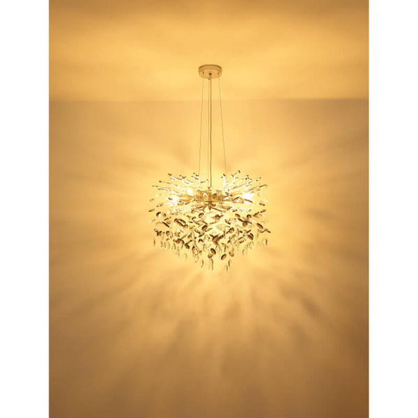 Szklana zwisająca lampa Queena 64138H1S do salonu kryształowa srebrna