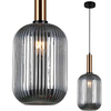 LAMPA wisząca ANTIOLA PND-5588-1L-BRO+SG Italux szklana OPRAWA loftowy zwis plisowany mosiężny przydymiony