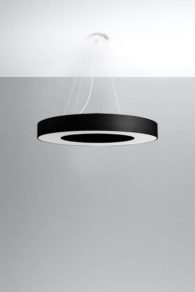 Wisząca LAMPA materiałowa SL.0754 okrągła OPRAWA zwis abażurowy czarny