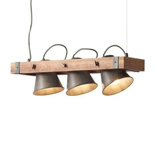 Potrójna lampa wisząca Plow 82173/46 loftowa drewniana czarna