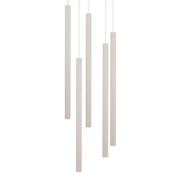 Modernistyczna wisząca lampa Sopel 5 41460 tubki sople szare beżowe