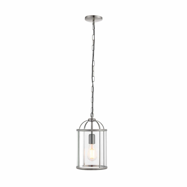 Metalowa lampa wisząca Lambeth 70323 Endon do pokoju srebrna przezroczysta