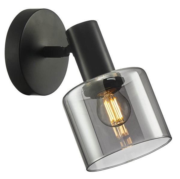 Ścienna lampa loftowa Santia WL-65342-1 BK+SG do holu czarna przydymiona