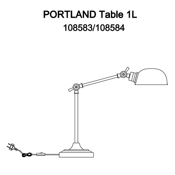 Regulowana lampka stołowa Portland 108584 Markslojd metalowa oprawa czarna