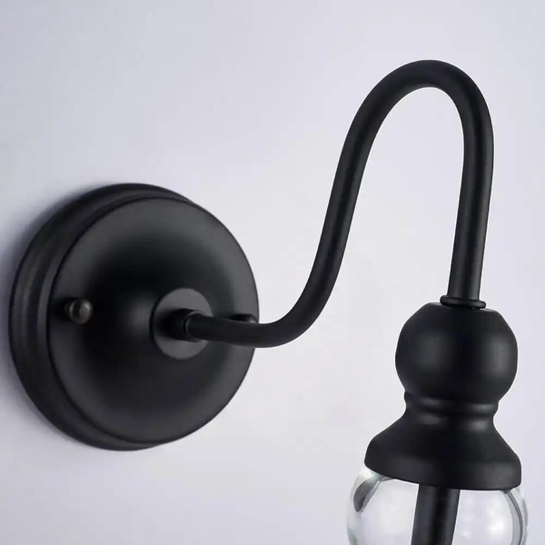 Loftowa lampa ścienna Paris szklana do przedpokoju czarna