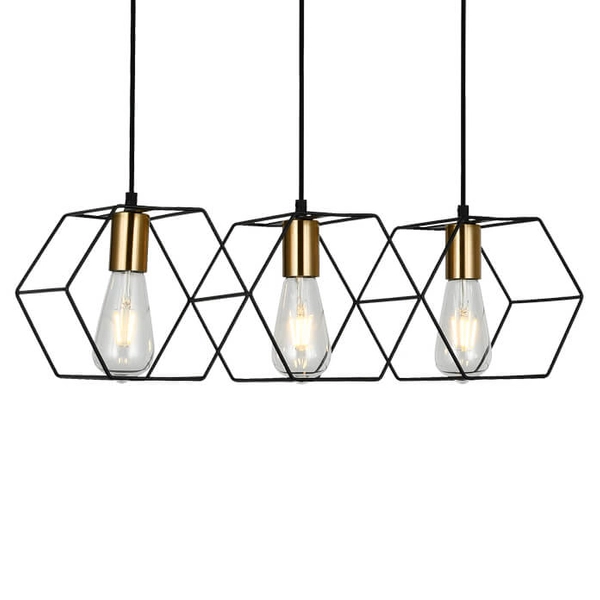 Druciana lampa wisząca Aina do jadalni loft czarna złota