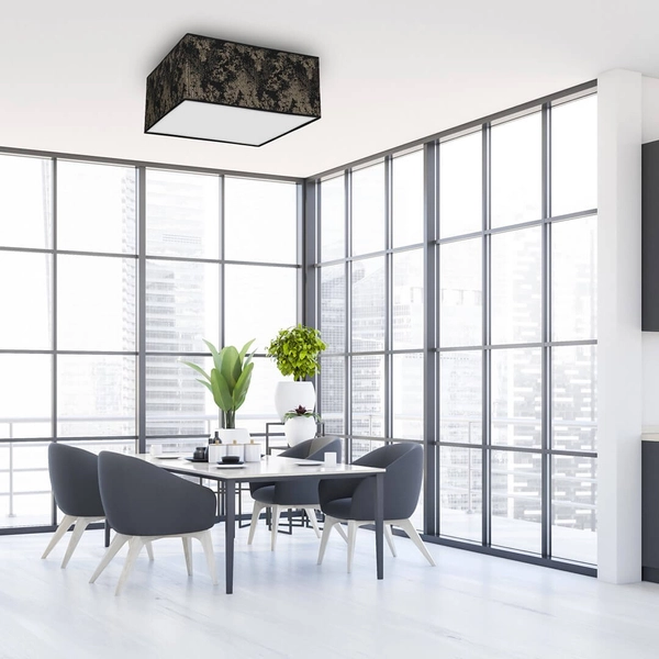 Sypialniany plafon nowoczesny Satino square czarny złoty