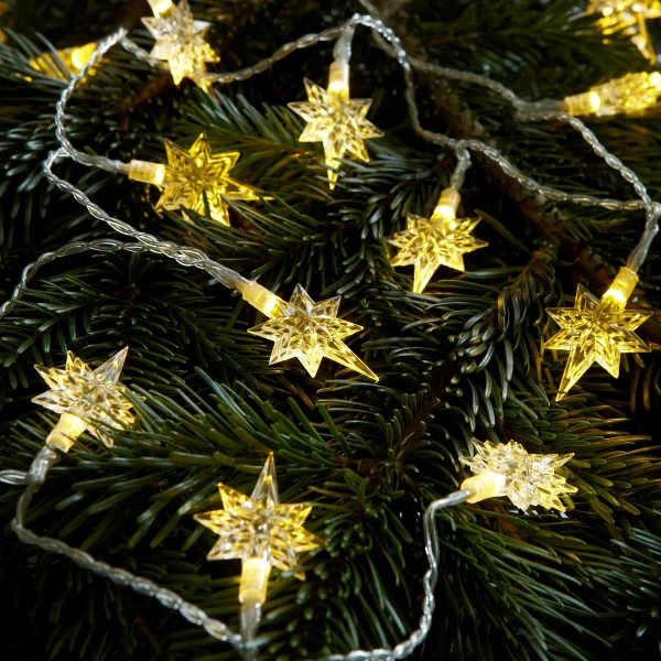 Świąteczne gwiazdki świecące 2,2m 20 LED 0,8W ciepła