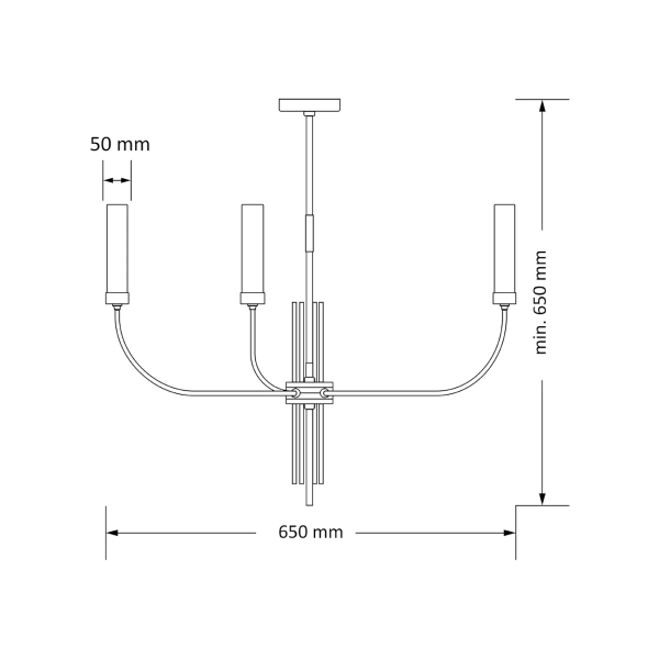 Potrójna lampa sufitowa Mussa MUS-ZW-3 (T) tuby szklane mosiądz tytan