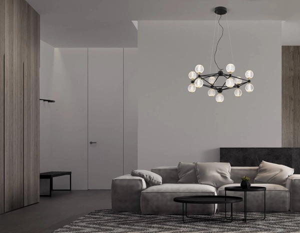 Ściemnialna lampa wisząca BOYA LE42739 LED 54,6W 3200K molekuły czarna