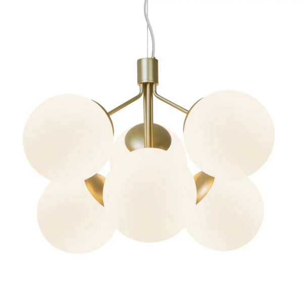 Wisząca lampa kulista IVONA 2112163035 szklana do salonu mosiądz biały