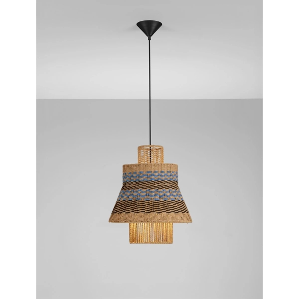 Wisząca lampa MURVOLO LE45361 boho brązowa niebieska