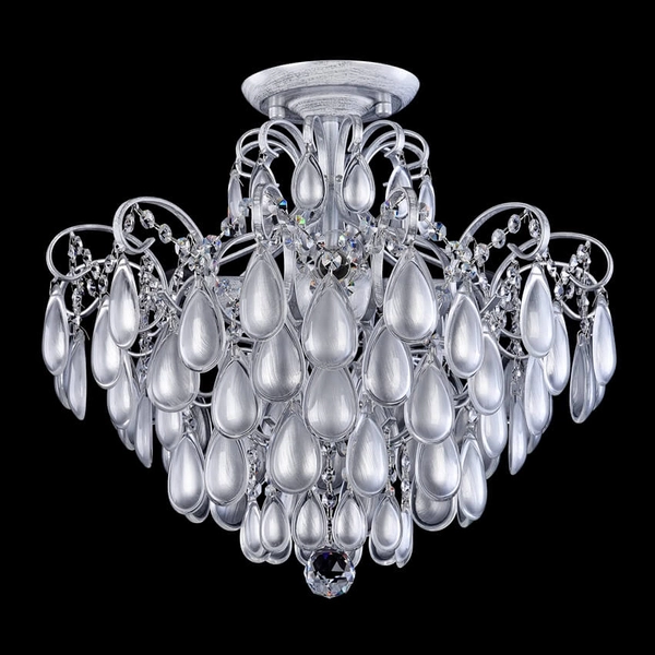 Dekoracyjny żyrandol Chabrol MOD056PL-04S pałacowy krople łezki srebrny