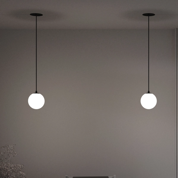 Zwis do sypialni Luna P039PL-5W4K-20INS-B Maytoni LED 5W 4000K kula biała czarna