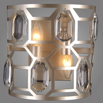 Kinkiet LAMPA ścienna MOMENTO WL-43400-2 Italux metalowa OPRAWA glamour z kryształkami crystal srebrny szampański