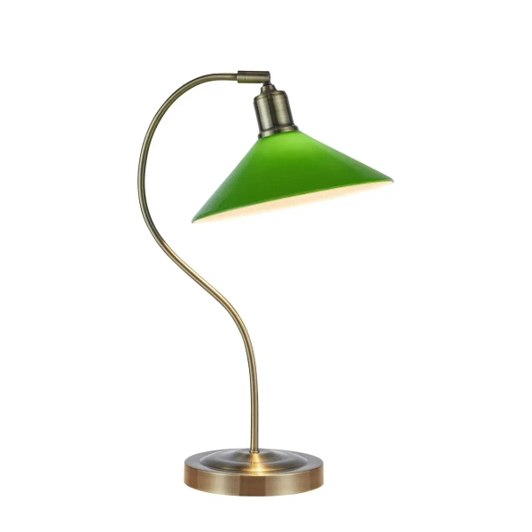 Zielona lampa stołowa VELA mosiądz 108864 metalowa retro trójkątna 1xE27