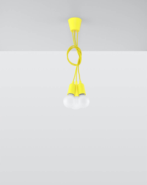 Industrialna LAMPA wisząca SL.0579 OPRAWKA pająk ZWIS przewody kable żółta