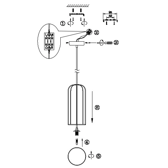 Modernistyczna LAMPA wisząca TELFORD P361PL-01G Maytoni druciana OPRAWA szklana kula zwis złoty biały