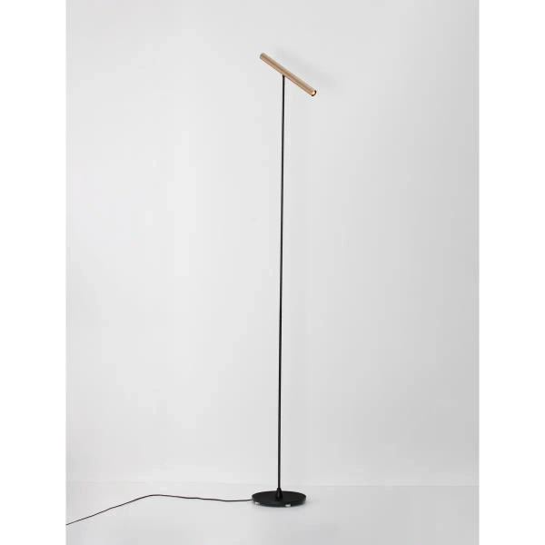 Podłużna lampa podłogowa FARDANO LE45626 do salonu tuba czarna brązowa