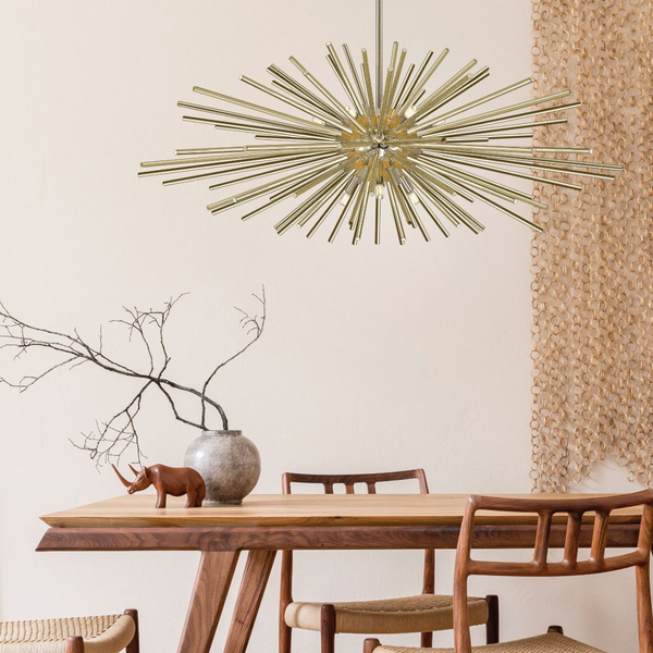 Wisząca lampa nad stół URCHIN P0491-09E-F7DY rurki gwiazda złoty