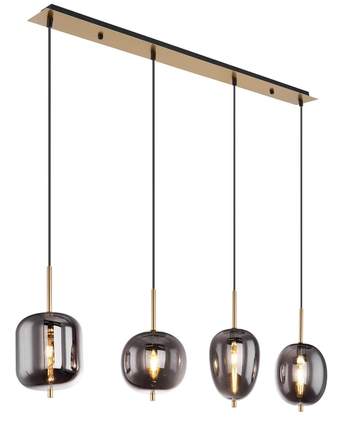 Wisząca lampa Blacky 15345-4MM szklana mosiądz przydymiona