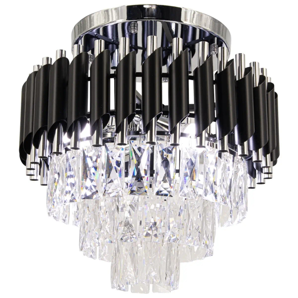 Kryształowa sufitowa lampa Toledo 6260/4B 8C BL do salonu czarny chrom