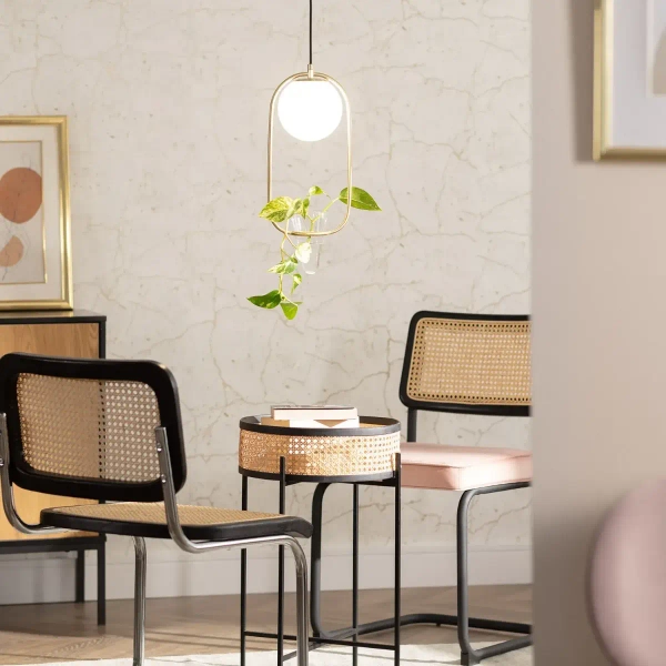 Jadalniana lampa wisząca Milano ABR-LWU-E27 doniczka kula złoty biały