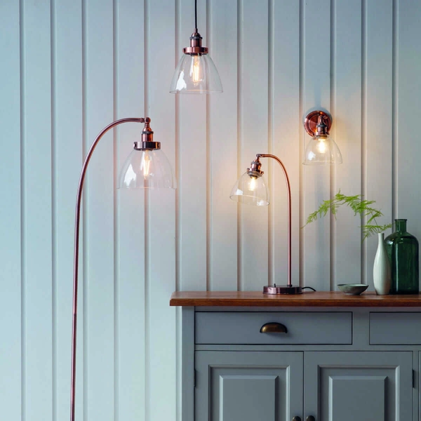 Nocna lampka szklana Hansen 77861 Endon miedziana przezroczysta