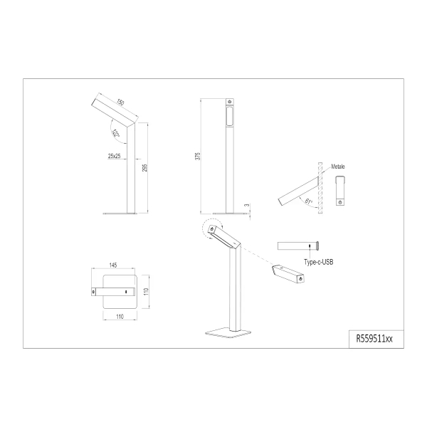 Stołowa lampka z drewna SKIP R55951132 LED 2W 3000K czarny