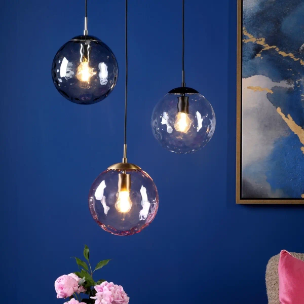 Loftowa wisząca lampa Ripple SP71-RIP8810 szklana kula chrom przydymiony