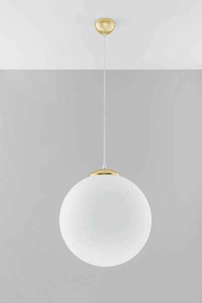 Skandynawska LAMPA wisząca SL.0717 szklana OPRAWA loftowy ZWIS kula biała złota