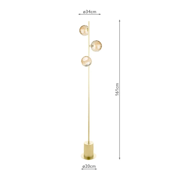 Podłogowa lampa do salonu Spiral SPI5535-11 kule bursztynowe złoty