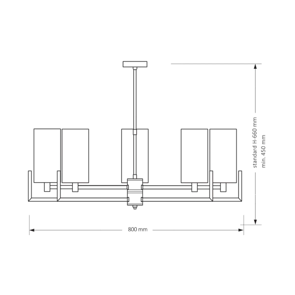 Wisząca lampa z abażurkami Nemi NEM-ZW-5 (Z) tuby mosiądz czarne