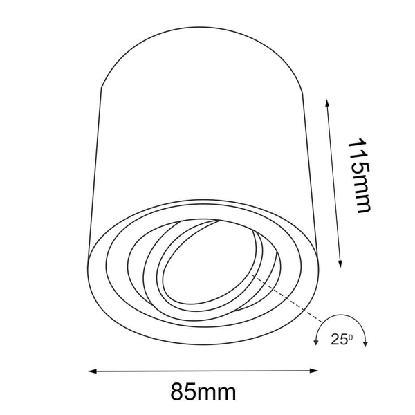 Ruchoma lampa sufitowa Tochi 1070 Brosline tuba downlight czarna