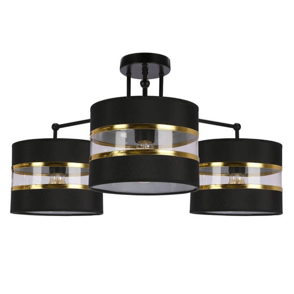3-punktowa lampa sufitowa Andy abażurowa czarna złota