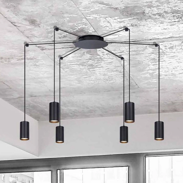 Wisząca LAMPA pająk Puerto K-4898 Kaja tuby metalowe czarny