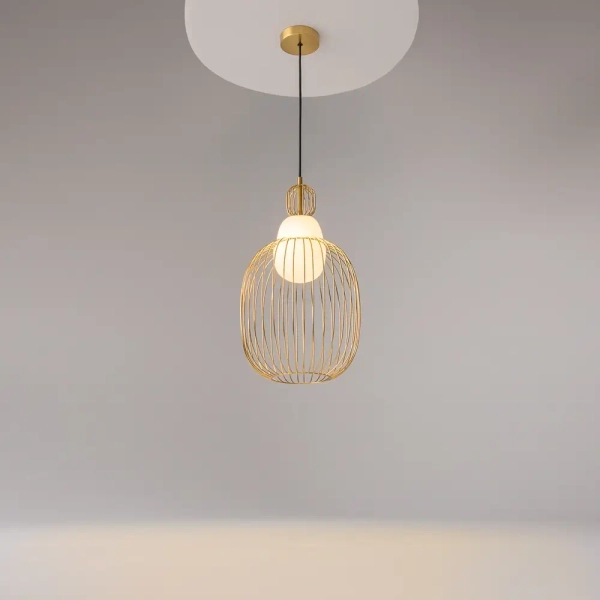 Metalowa lampa wisząca Levitation MOD376PL-01G1 do salonu mosiądz