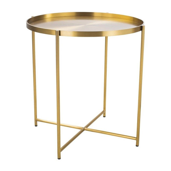Metalowy stolik Moon DP-F80 brass Moos Home do salonu okrągły mosiądz