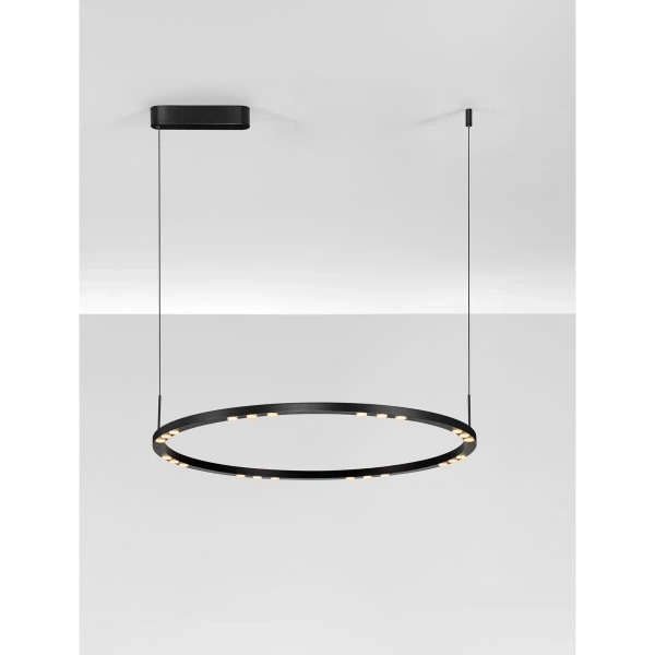 Okrągła lampa wisząca CARENSO LE45407 LED 46W 3000K pierścieniowa czarna