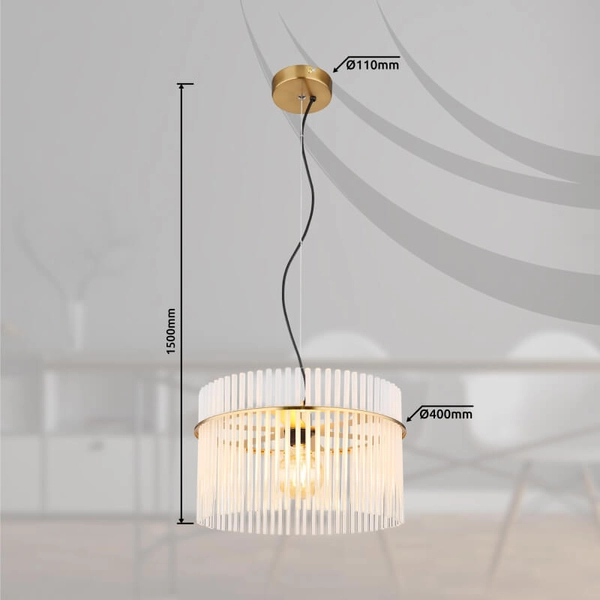 Zwisowa lampa szklana GORLEY 15698HM glamour złota przezroczysta