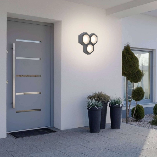 Zewnętrzna LAMPA ścienna AVOLA 7964 Rabalux geometryczna OPRAWA elewacyjna LED 9W 3000K kinkiet IP54 czarny biały