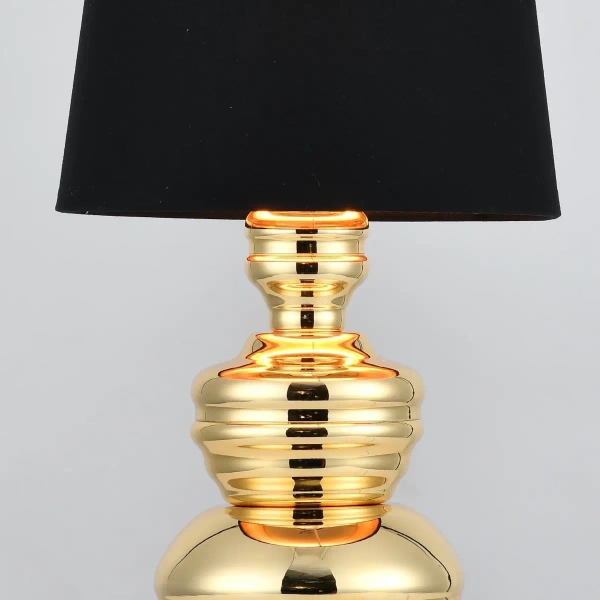 Klasyczna lampa stołowa Queen MT-8046-18 black gold Step z abażurem czarna złota