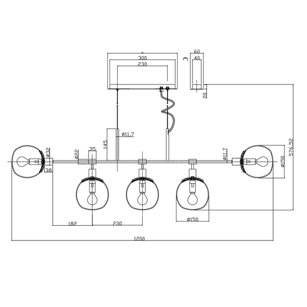 Modernistyczna LAMPA wisząca ERICH MOD221PL-05G Maytoni metalowa OPRAWA szklane kule ZWIS molekuły mosiądz