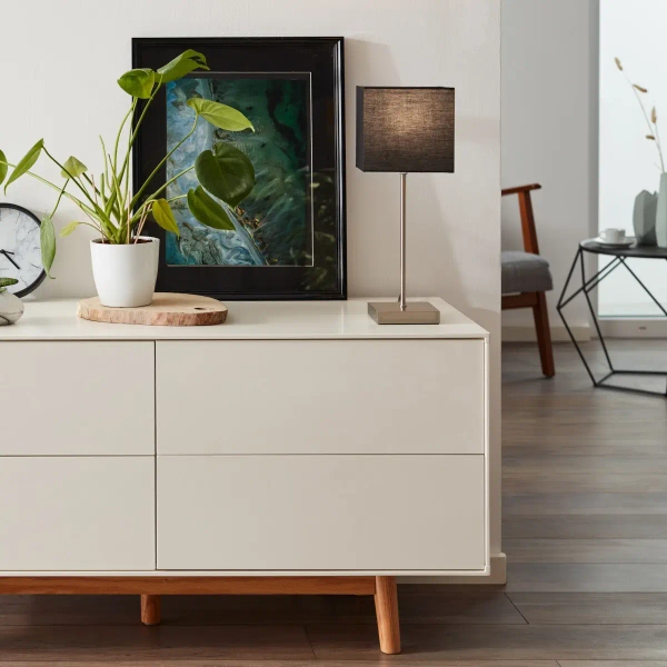 Stołowa lampa z abazurem Aglae 94873/63 antracyt srebrny