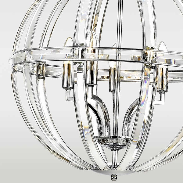 Industrialna LAMPA wisząca ORLANDO P05735CH Cosmolight kulisty zwis świecznikowy na łańcuchu chrom