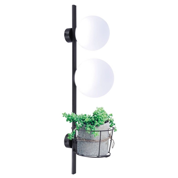 Lampa ścienna PLANT 5002 Zumaline kwietnik kule czarna biała