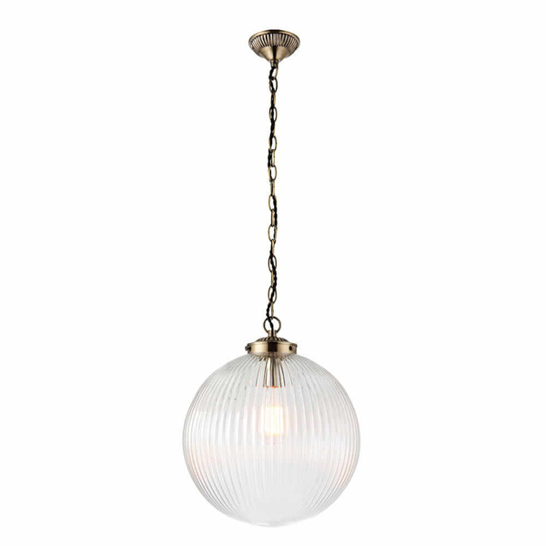 Kulista lampa wisząca Brydon 71124 Endon rustykalna mosiądz przezroczysta