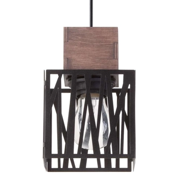 LAMPA wisząca DALI 31478 Sigma kwadratowa OPRAWA metalowy ZWIS klatka hygge drewno czarna