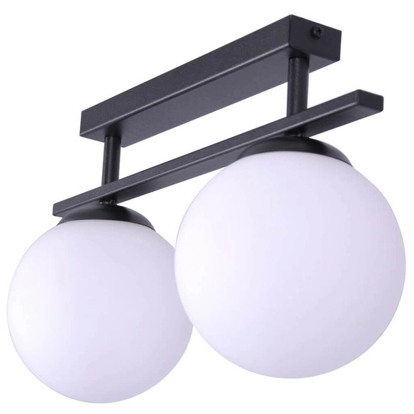 Kulista lampa przysufitowa GLOBE 1211 do salonu szklana czarny biały